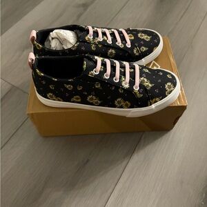 Floral Kids Sneakers with Pink Accents